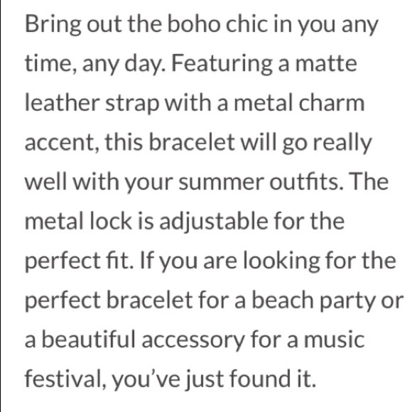 BOHO HIPPY “JUST BREATHE” SILVER LEATHER BRACELET - Picture 2 of 2